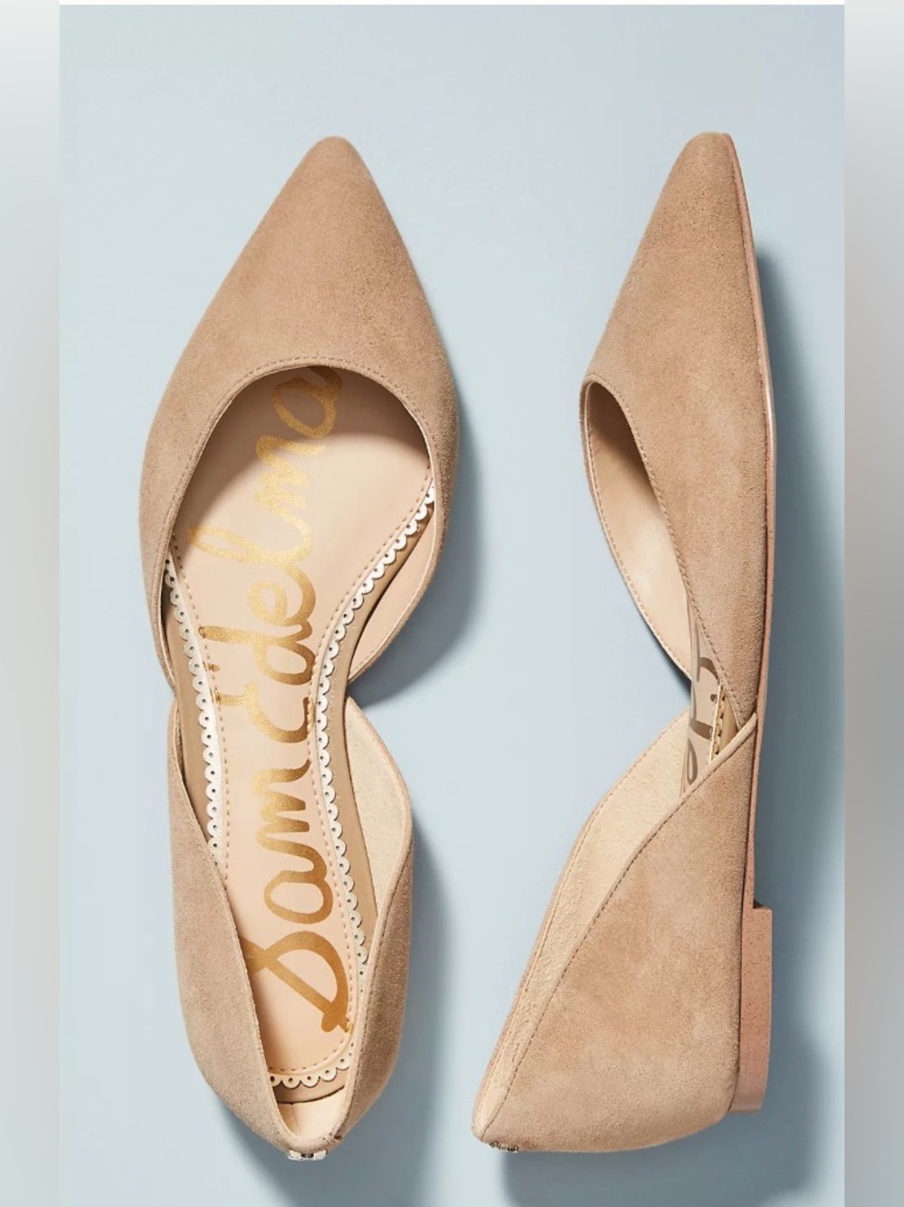 Sam Edelman Anthropologie Women’s Sz 8 Taupe Suede Pointed Rodney D'Orsay Flats